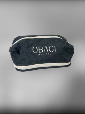 Obagi Medical Blue Heathered Travel Toiletry Bag Cosmetic Case Dual Zip